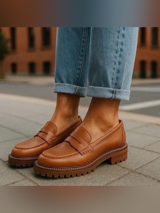 Madewell Shoes - NWOT Madewell Corinne Lugsole Penny Loafers Dried Maple Leather 8.5